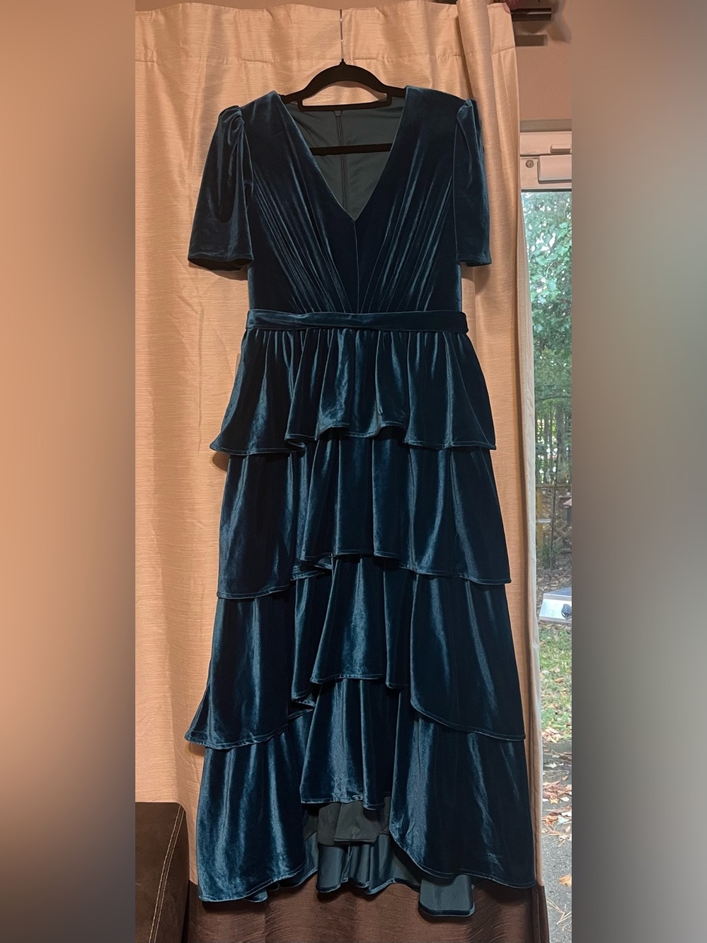 NWT Teal Velvet Tiered Maxi Dress Size 12